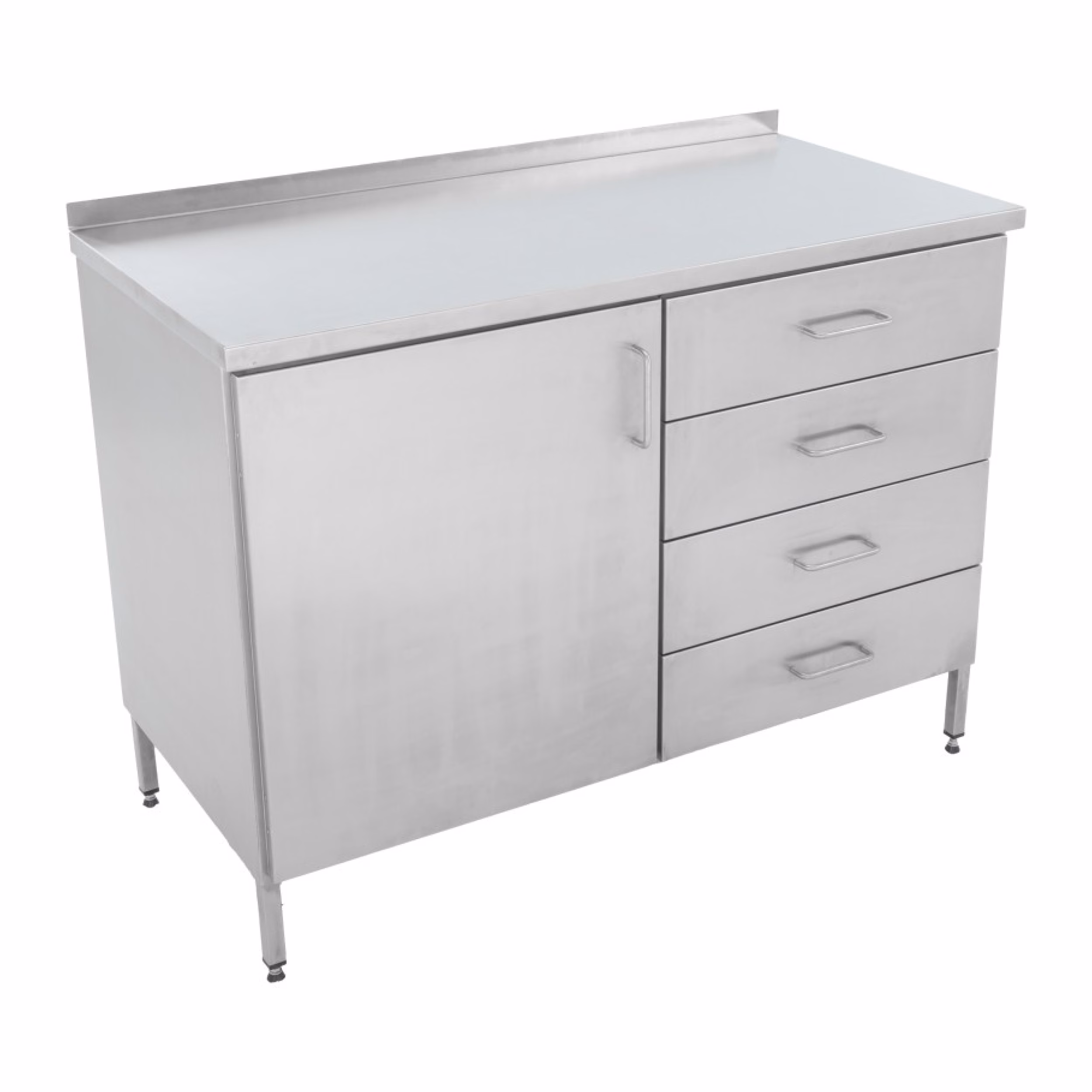 Lyson PREMIUM Edelstahl-Standschrank mit Tür und 4 Schubladen, 1200 mm – W933_P