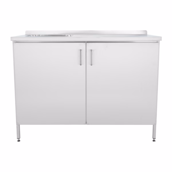 Lyson PREMIUM Edelstahl-Standschrank mit Spüle und Doppeltür, 1200 mm – W934_P